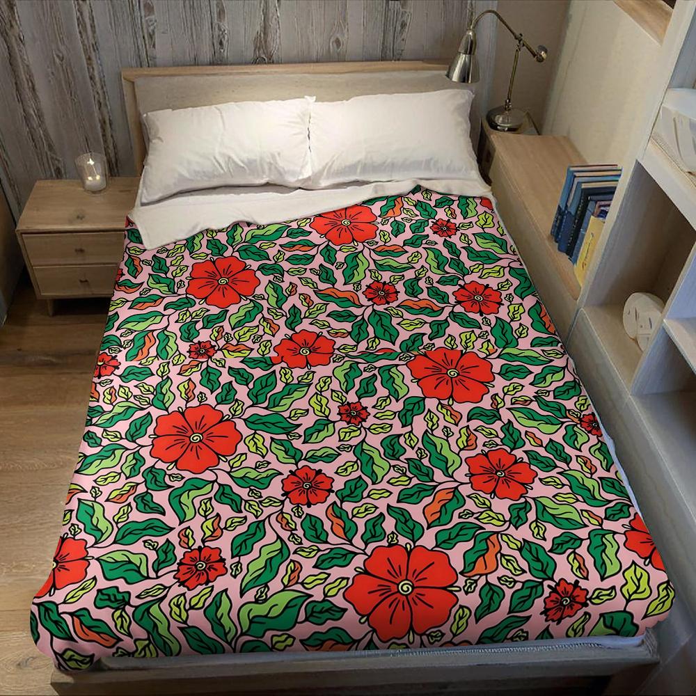 Coral Petal Rush Flannel Blanket Warm Soft Halloween Christmas Couch Warm Cozy Decorative Decor Gift for All Season