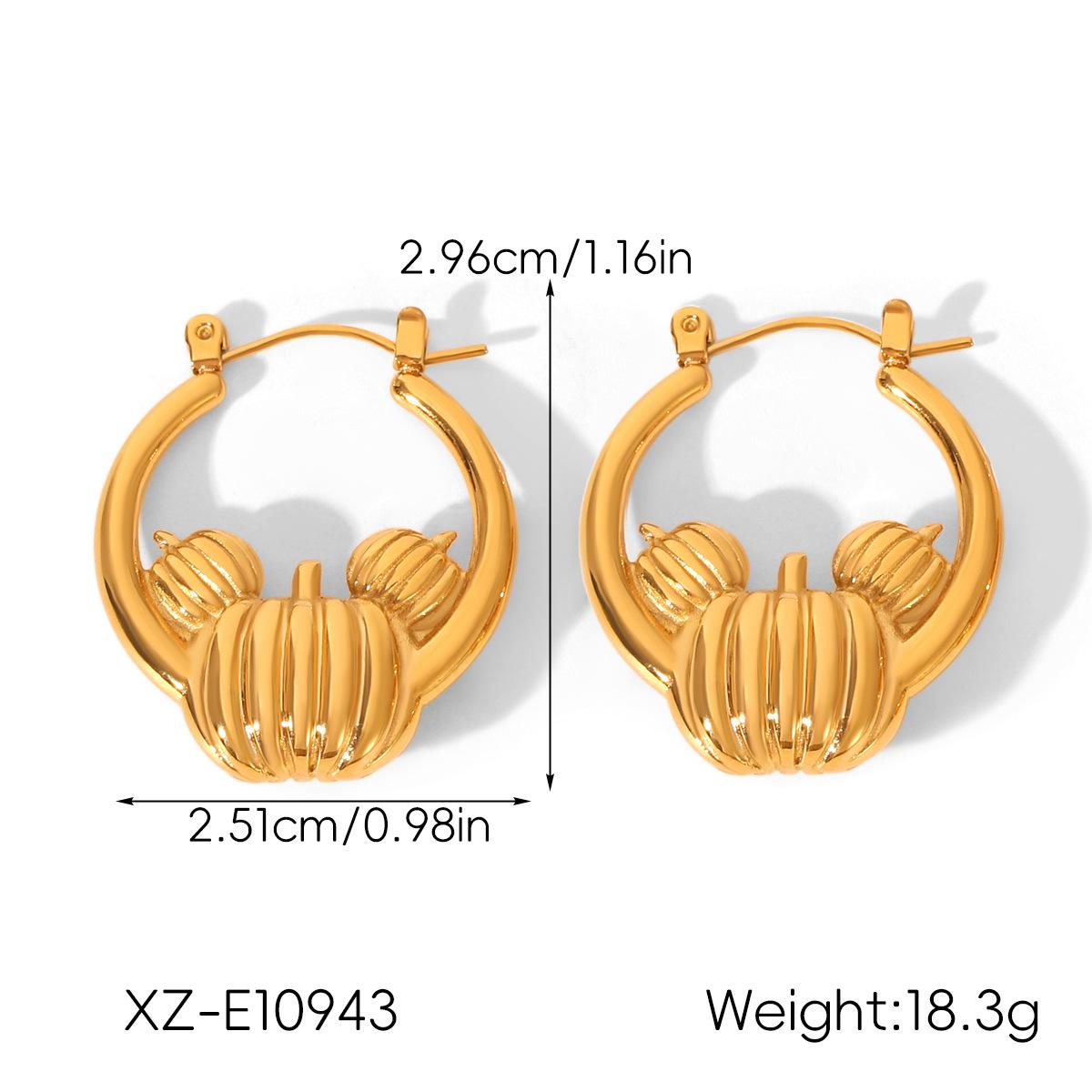 

High-End Hollow Pumpkin Stainless Steel Earrings - Elegant European & American Style