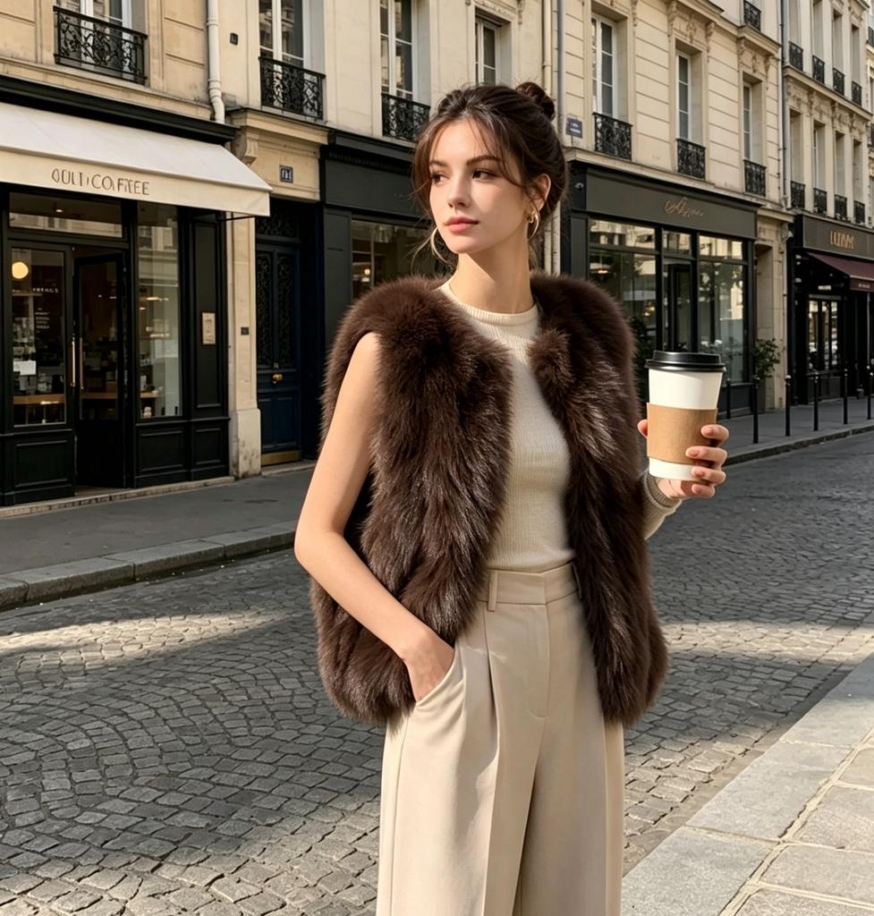New Autumn and Winter Imitation Fur Vest Women's Short Vest Vest Imitation Fox Hair Plush Internet Celebrity Vest Jacket