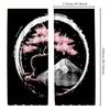 2pcs Classic Japanese Style Polyester Bedroom Curtains   Mount Fuji & Sakura Cherry Blossom Print with Wave Design   Elegant Home