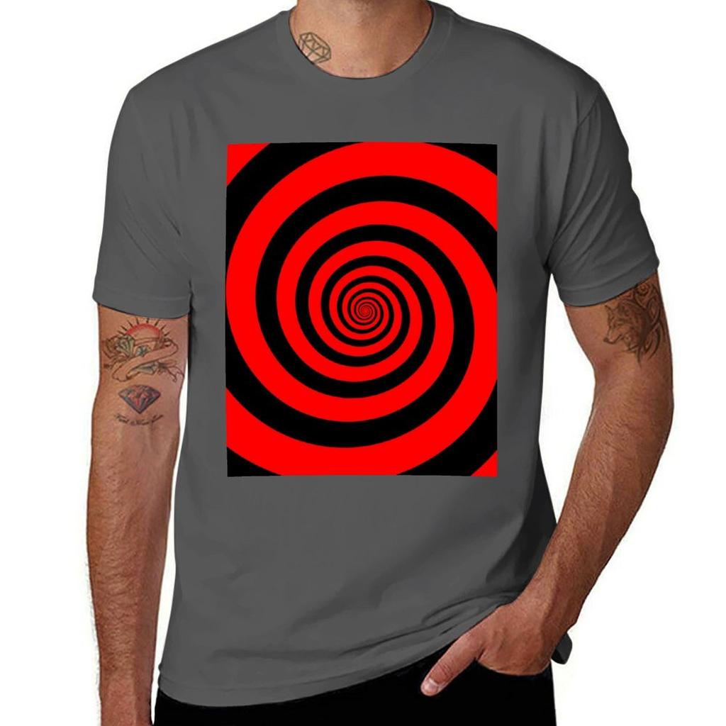 Hypnotic Black And Red Swirl TShirt Fashion Casual Short Sleeve Top TShirt