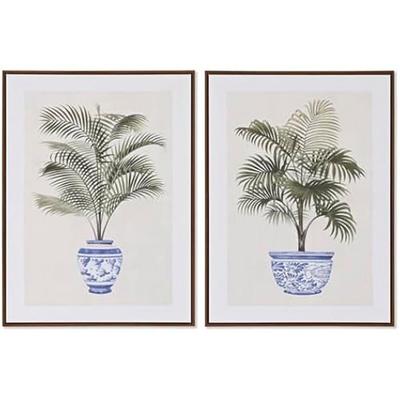 Wandbild - HOME ESPRIT - Koloniale Palmen - Mehrfarbig - 60 x 80 cm - 2 Stück