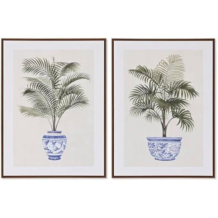 Tableau - HOME ESPRIT - Palmiers Colonial - Multicolore - 60 x 80 cm - 2 unités