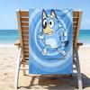 Itin minkštas paplūdimio rankšluostis su Bluey tema, idealus baseinui - stovyklavimui, nardymui - puikus kelionės daiktas, ryškus paplūdimio rankšluostis.