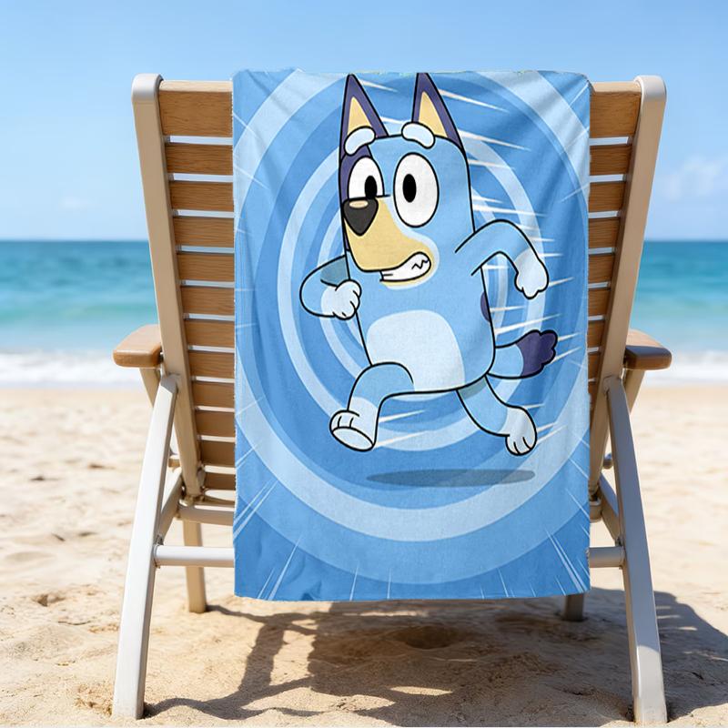 Itin minkštas paplūdimio rankšluostis su Bluey tema, idealus baseinui - stovyklavimui, nardymui - puikus kelionės daiktas, ryškus paplūdimio rankšluostis.