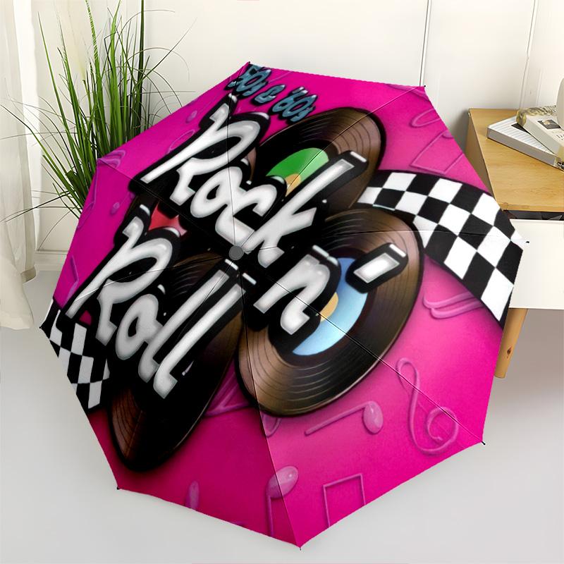 1pc Musical Symbols and Musical Instruments Umbrella Portable Folding Umbrella Iron Frame Hole Bone Structure Outdoor Home Umbrella