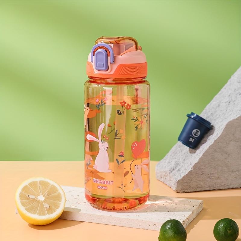 600ml Dinosaur Water Bottle for Kids Water Sippy Cup with Silicone Straw Leakproof Plastic Water Bottles Summer Kids Water Cup