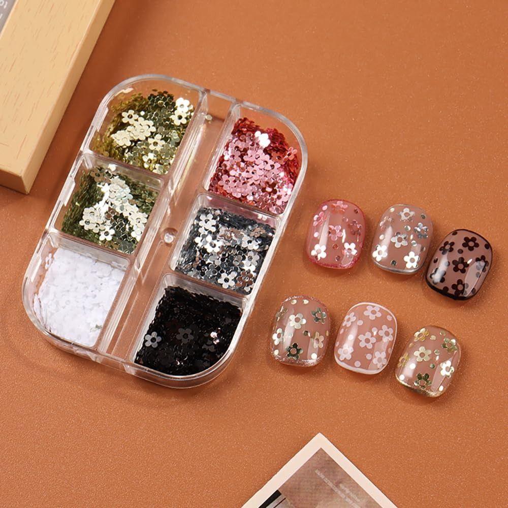 3D Five-petaled Flower Nail Sequins DIY Manicure Floral Nails Accessories  for Women Girls