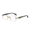 Women Retro Pochromic Glasses  Men Fashion Anti Blue Light Rimless Eye Glasses Unisex