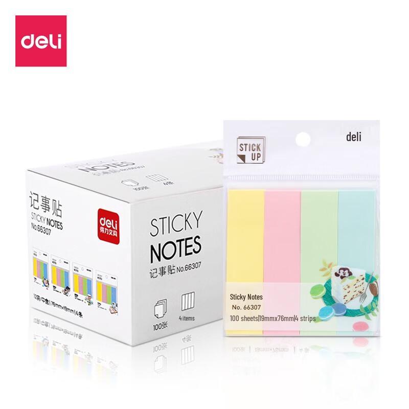 Deli 4-Color Strip Sticky Notes