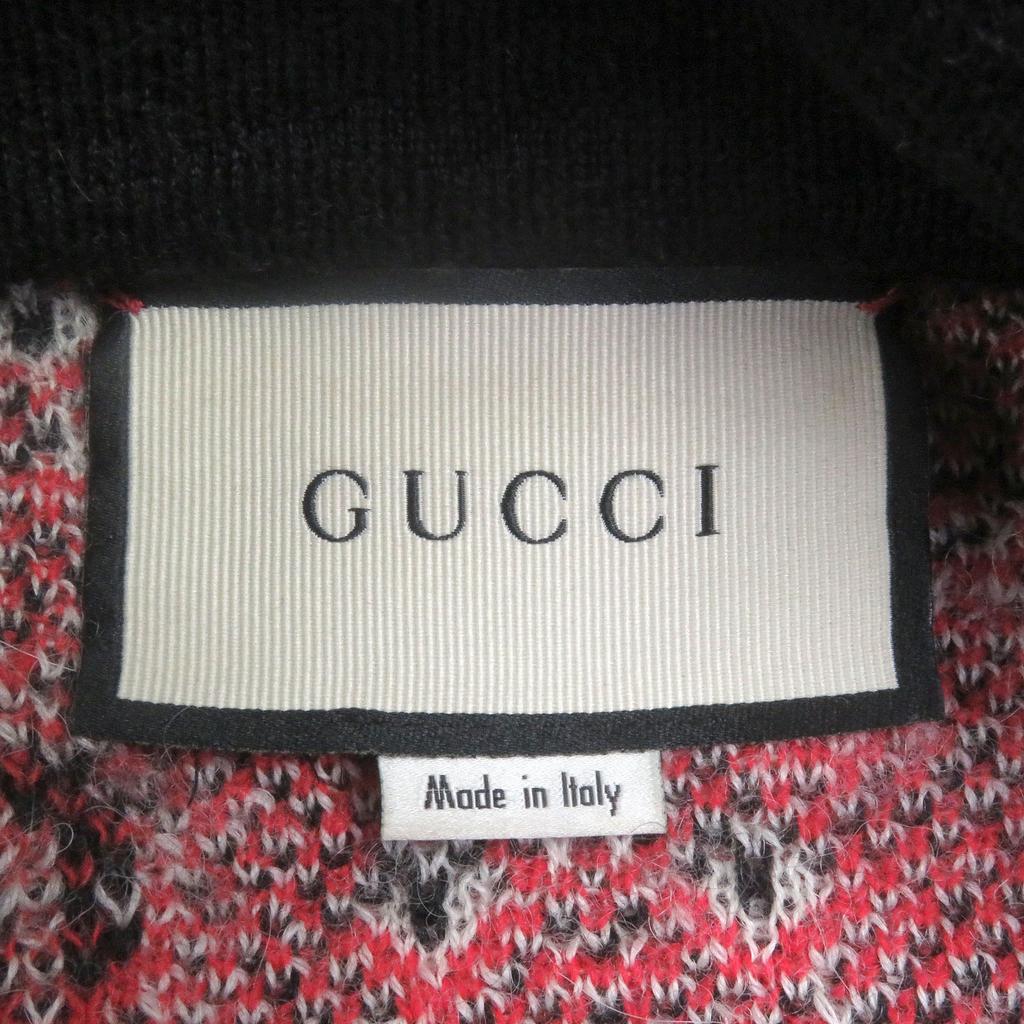 Great GUCCI cardigan Tiger head gold button GG jacquard black Used