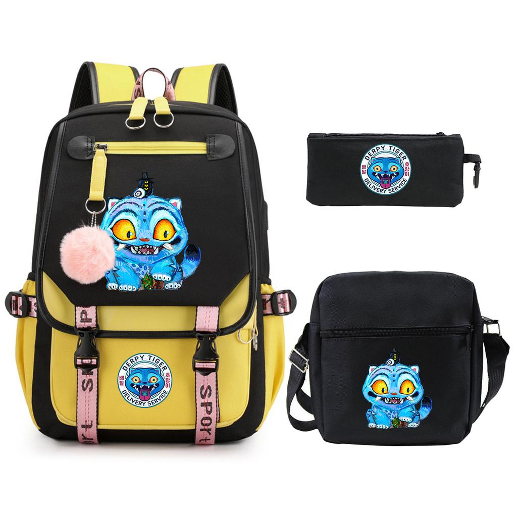 Witch Hunters Cartoon Peripheral Printing Children's Backpack Cross-border New Student School Bag Three-piece Shoulder Bag Pencil Bag