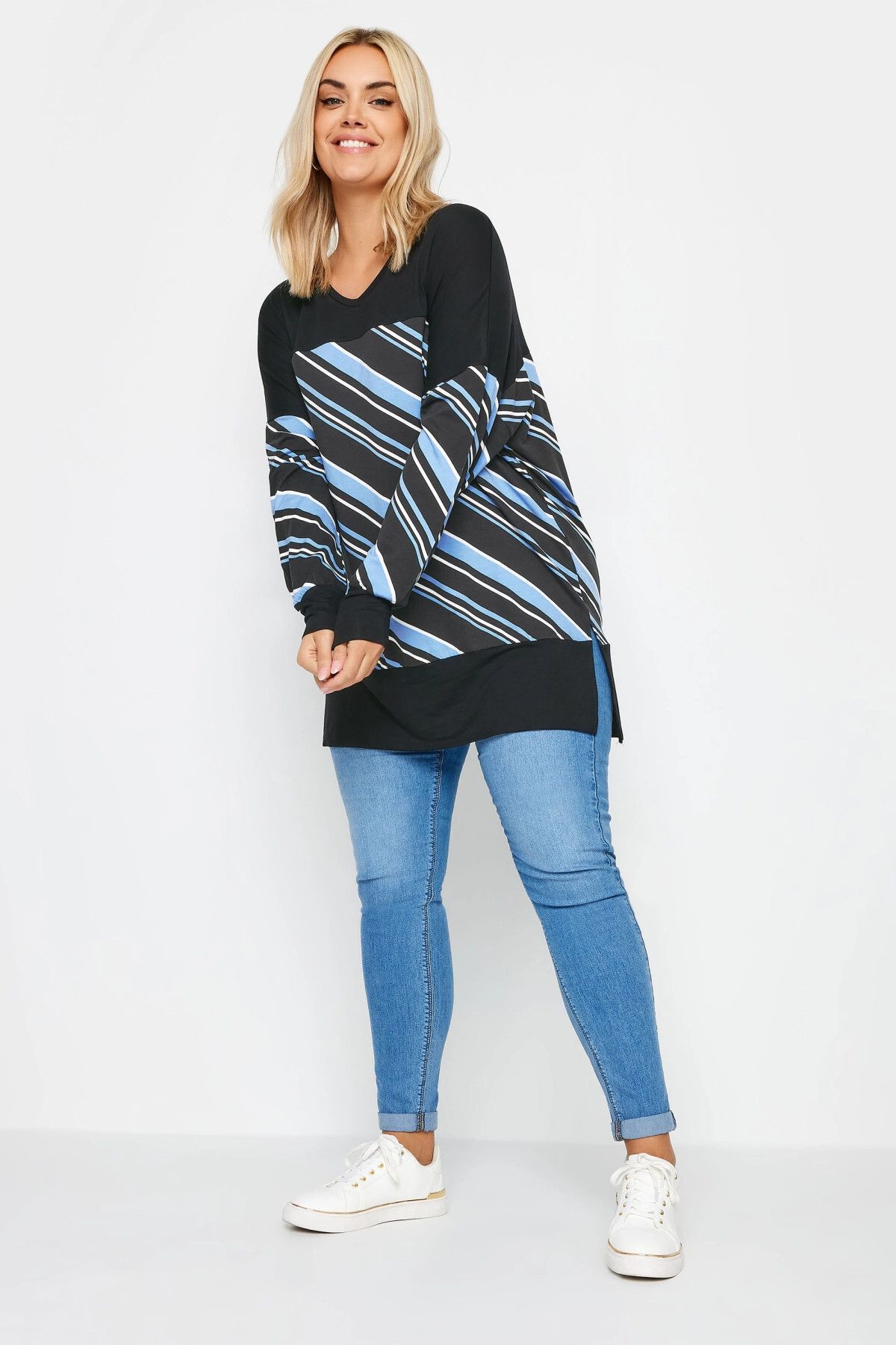 

Women s Big Size Blouse Large Size Patterned Flexible Fabric Long Sleeve Long Cut Blouse 303058 7XL/8XL