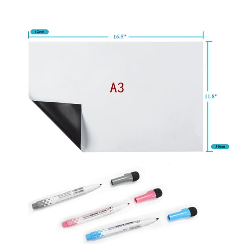 Fridge Magnet Whiteboard Set, A3 A4 A5 Magnetic Refrigerator Sticker ,Writing Remind Message Board Magnets for The Refrigerator