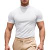 Men Casual T-shirt Half High Collar Short Sleeve Slim Fit Pullover Tops Solid