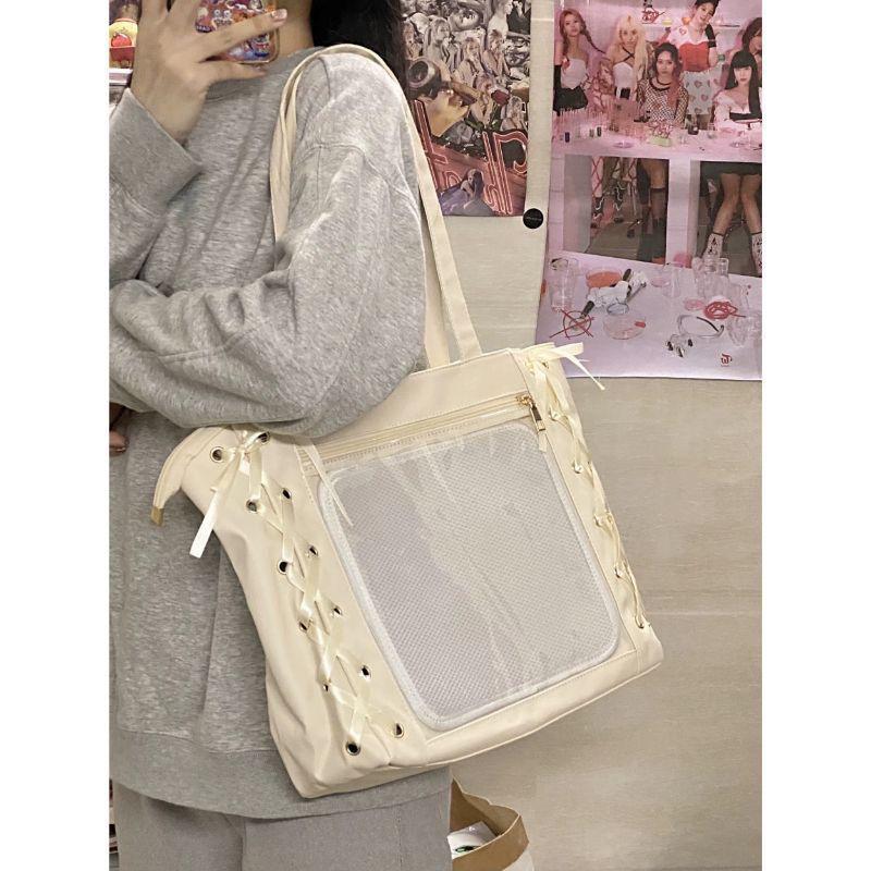 Ita-Tasche im japanischen Stil mit weichem Lederband - Große Kapazität, transparent, von Anime inspiriert, einzelne Schulter für Frauen und Mädchen