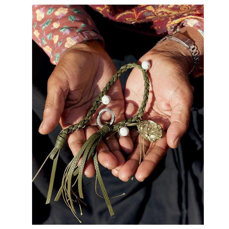EverToner Braided Rope Keychain for Women Leather Songmont mountain with Matsuyu stone crysta Purse Keys Backpack Pendant