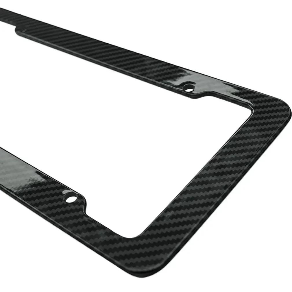 1/2PCS Car 30*15CM License Plate Frame Carbon Pattern Plastic License Plate Frame Bracket with Standard Screw Kit Accessories