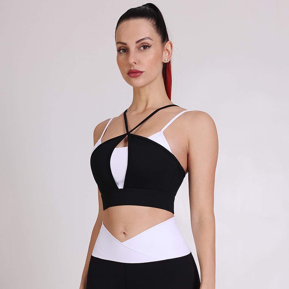 2025 Spring/Summer Double-Sided Colorblock Thin Strap Yoga Bra - Women's Nude Feel Sportswear