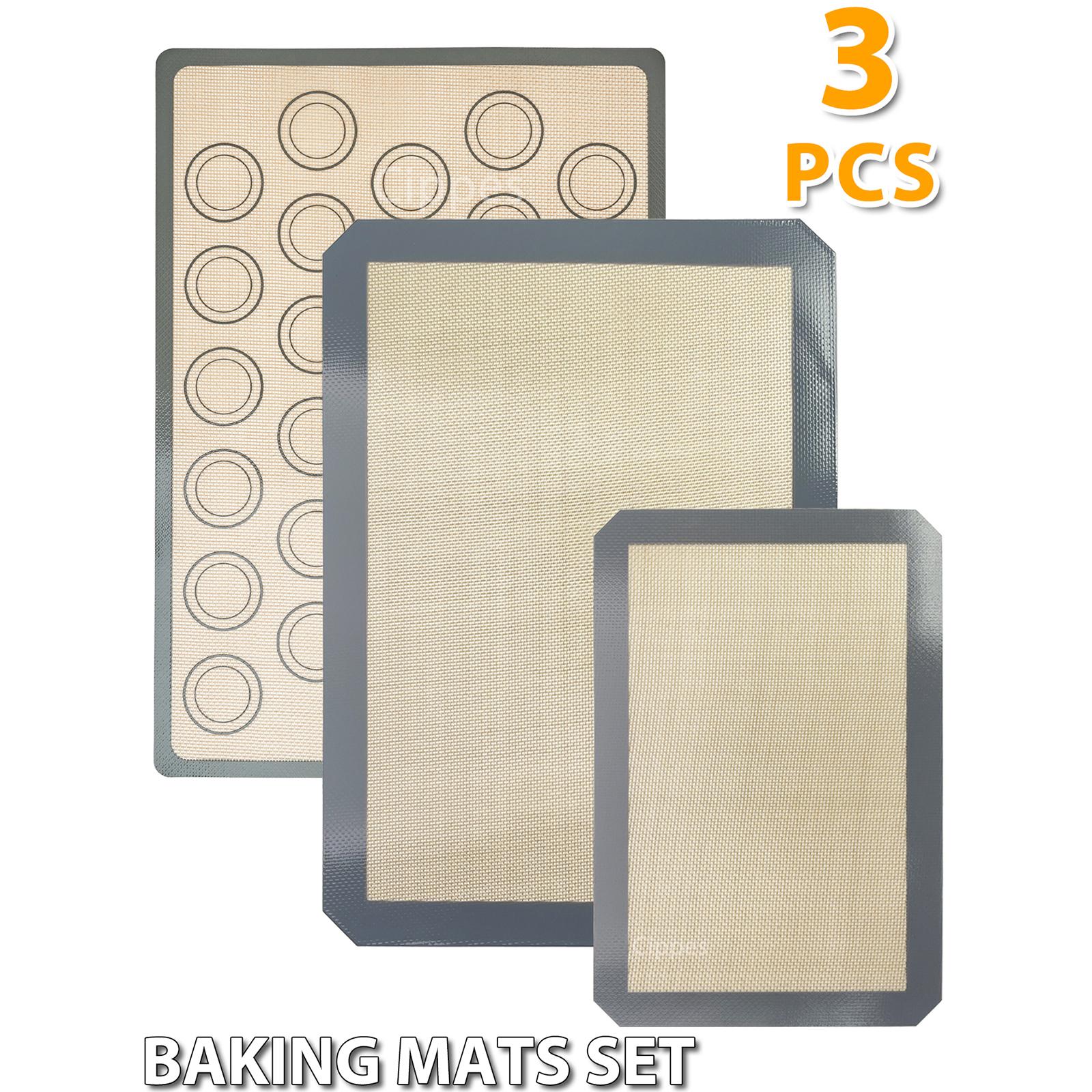 

3PCS Silicone Baking Mats for Oven, Reusable Non Stick & Heat Resistant Bakeware Sheets, for Cookie, Macaron, Bread, Biscuits