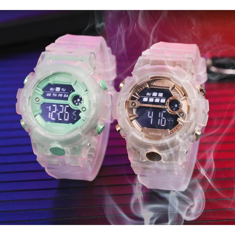 UTHAI CE35 Children Sport Watch for Girls Boys Teens Kid Digital Electronic Clocks Wristwatch Transparent Jelly Waterproof Swim