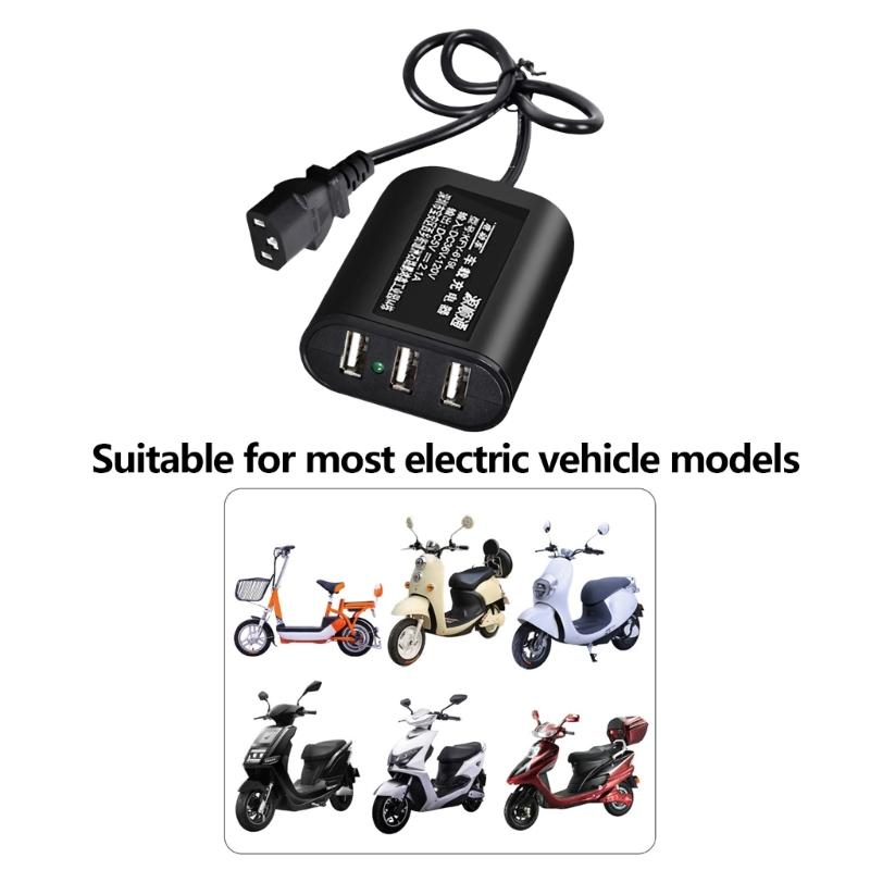 3Port USB Charger For Electric Bike Motorcycle With Intelligent Recognition Overloads Protections 36V-120V Input