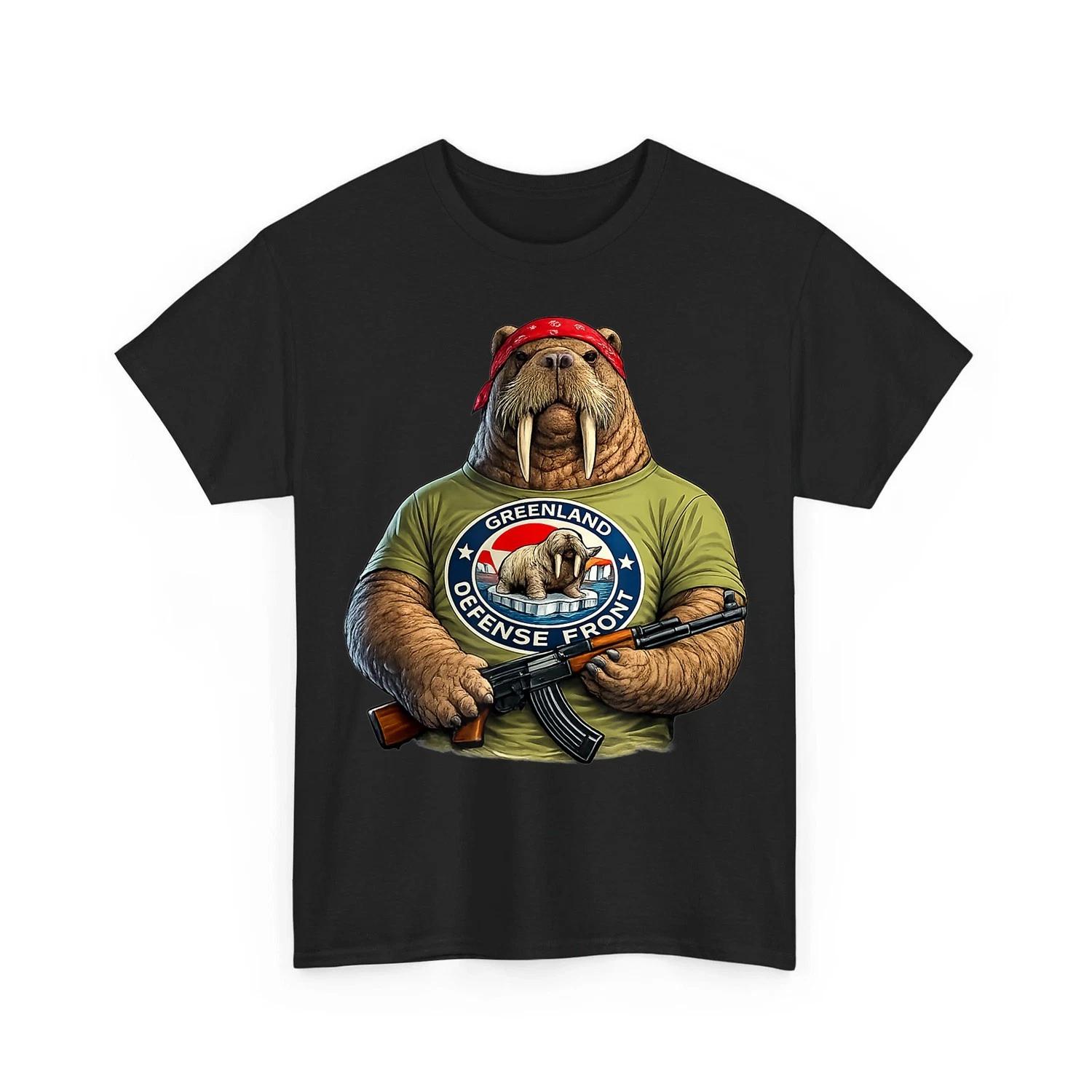 Greenland Shirt, Greenland Defense Front Walrus Funny Political Unisex T-Shirt S