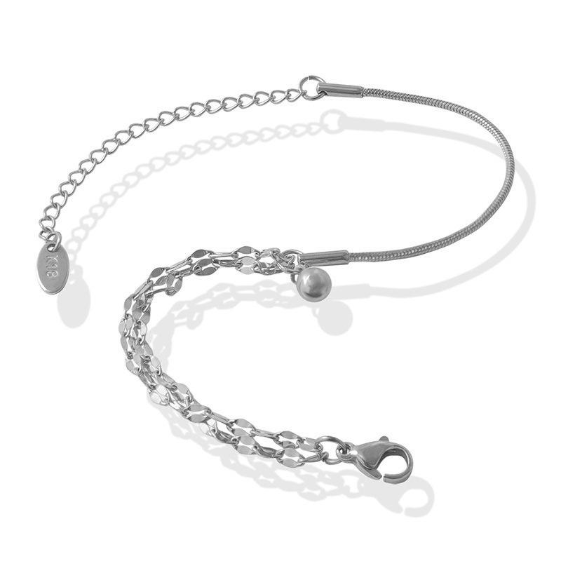 

Niche универсальная двухслойная цепочка для губ, сращивание змеиной кости, маленькая подвеска в виде стального шарика, титановая сталь, покрытая 18-каратным золотом, женский браслет