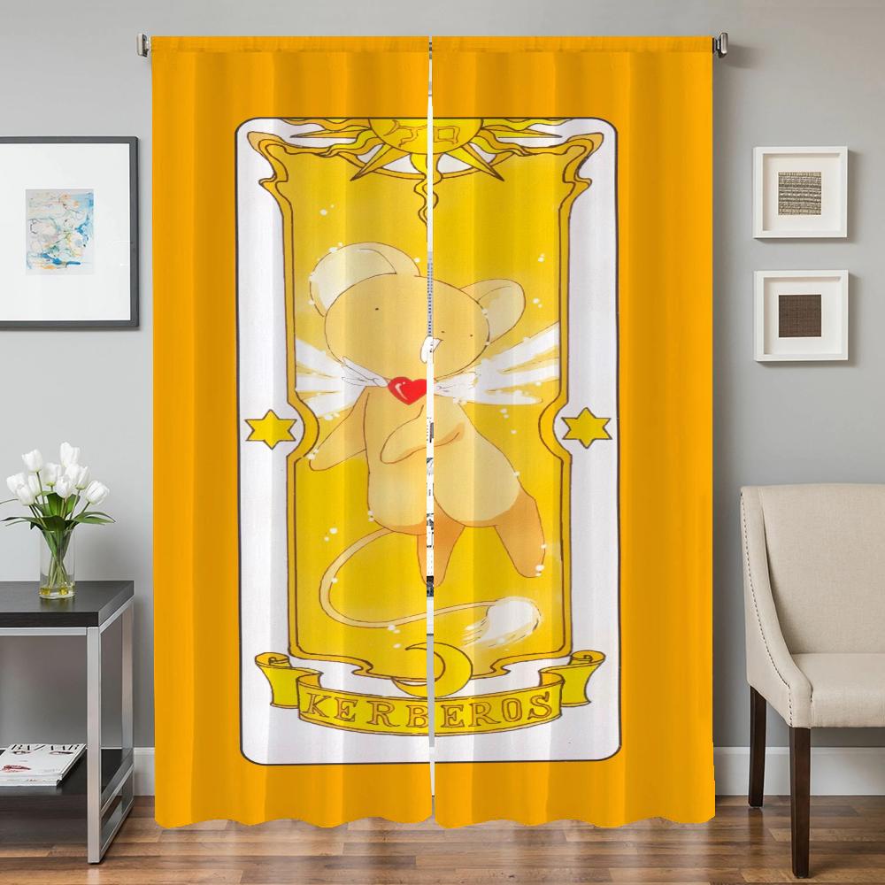 Zasłony kuchenne do salonu 2 sztuki Zasłony zaciemniające Zasłona drzwiowa C-cardcaptor S-sakura Przegroda Dekoracja sypialni Dom