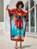 European & American Cotton Print Beach Cover-Up Long Dress - Plus Size Swimsuit Sunscreen Robe