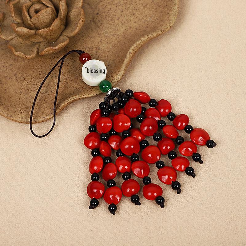 Red Beans & Acacia Bean Bodhi Phone and USB Drive Pendants, Zodiac-Themed Gifts