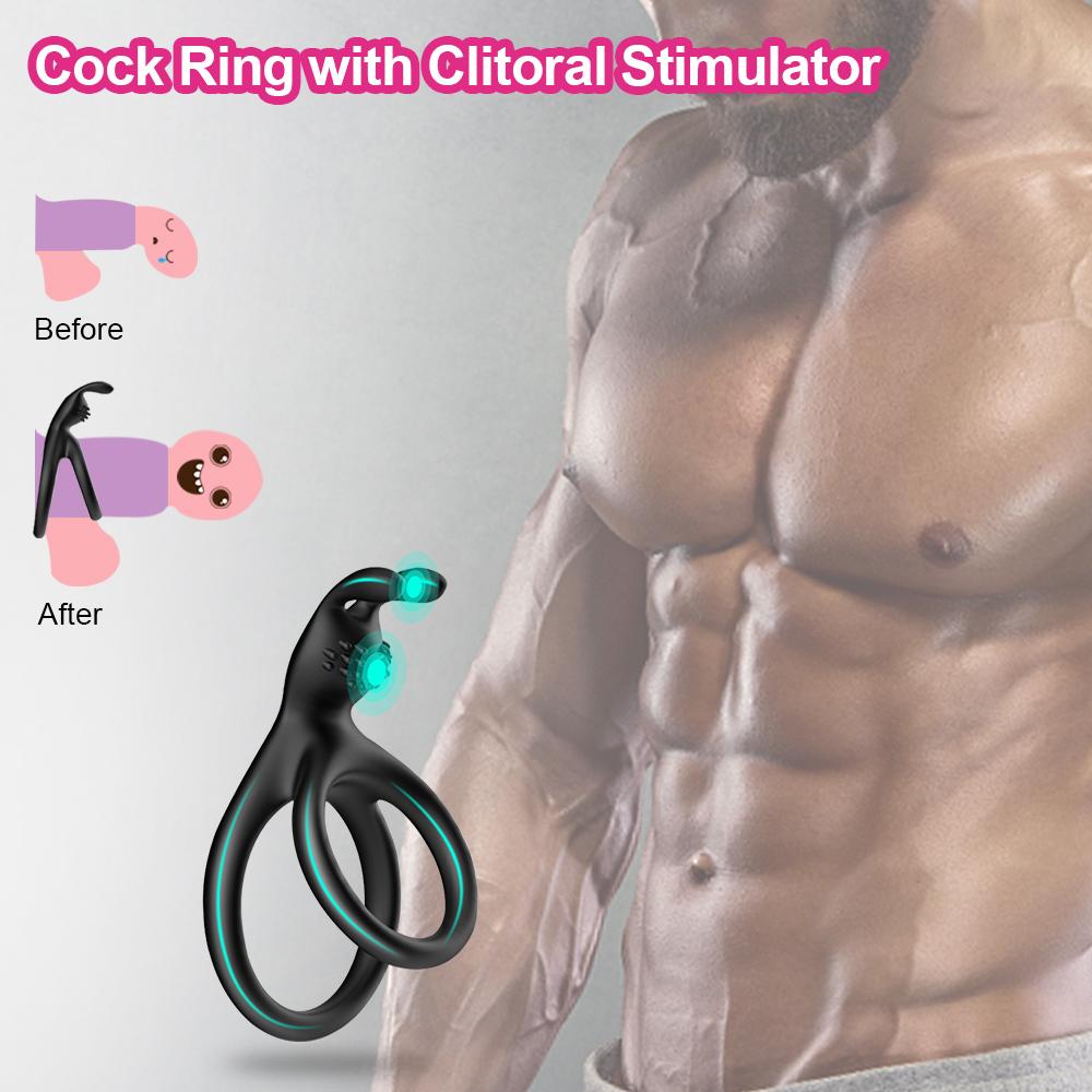 Penis Ring Ejaculation Delay Penis Ring Erection Ring 2 In 1 Men's Silicone Penis Ring Clit Stimulator for Men Couples