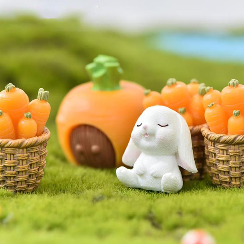 7ks Diy Mini Miniaturní víla Garden Rabbit Decor Řemeslné ozdobné doplňky