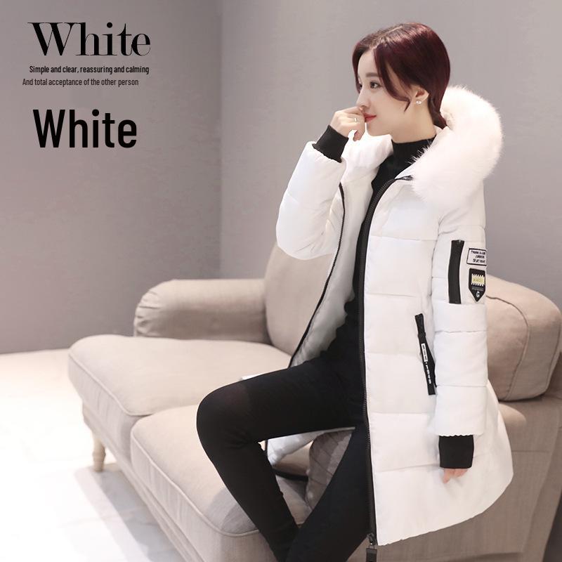 Women's Mid-Length Korean Style Hooded Cotton Coat - Winter Fashion, Slim Fit, Large Size