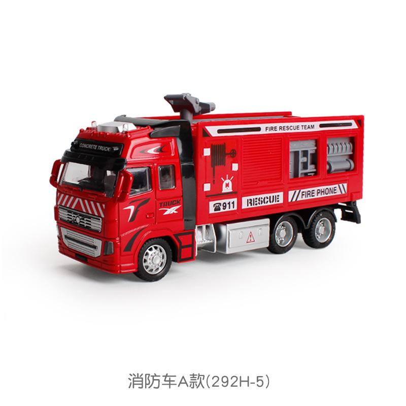 Kids Toy Large Simulation Pull Back Alloy Cement Excavator Construction Truck Fire Engine Model