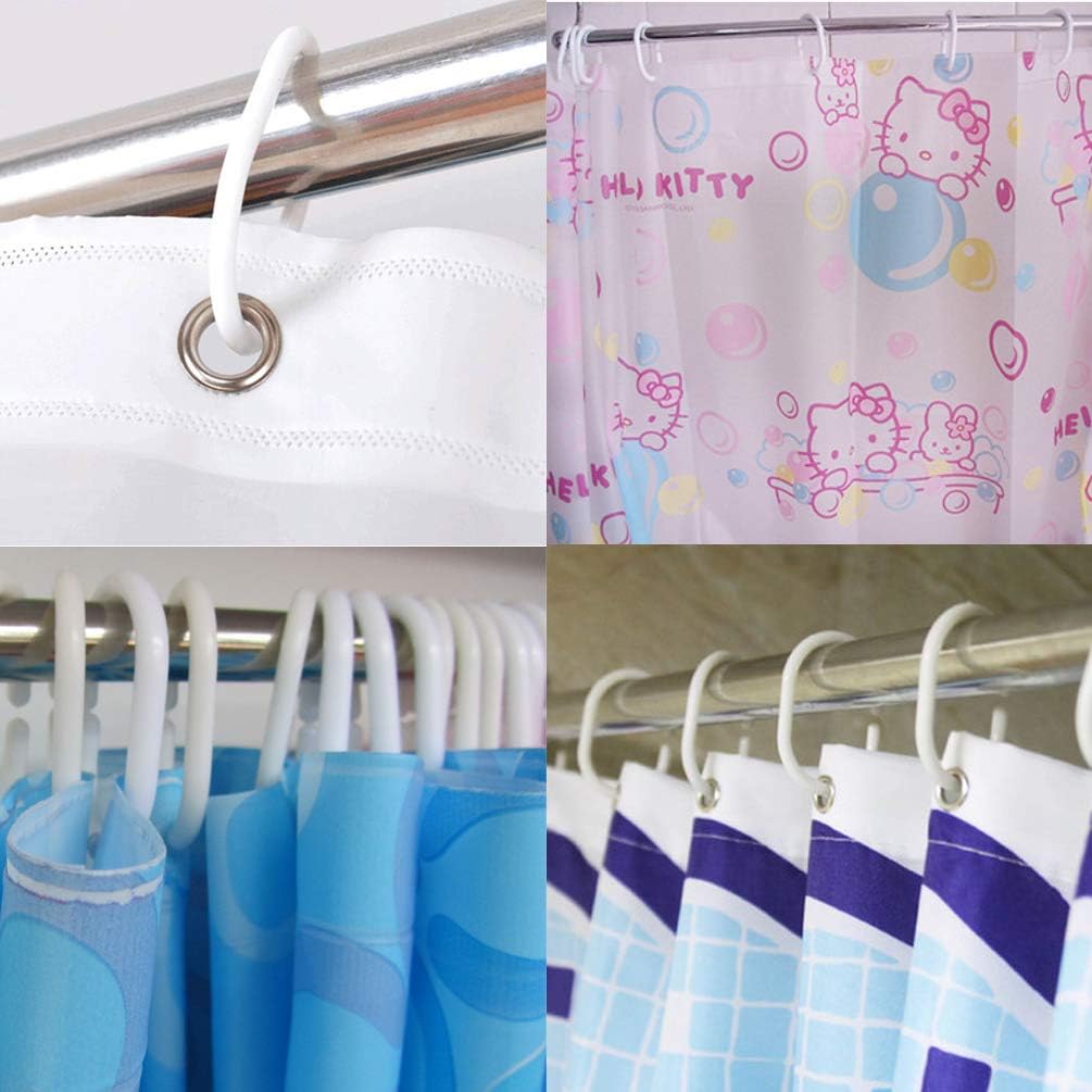 36 Pcs Plastic White Shower Curtain Rings Curtain C Rings Hooks Hanger Bath Drape Loop Clip Glide