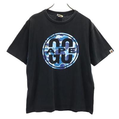 Made In Japan Print Short Sleeve T-shirt L Black Logo Men's Used