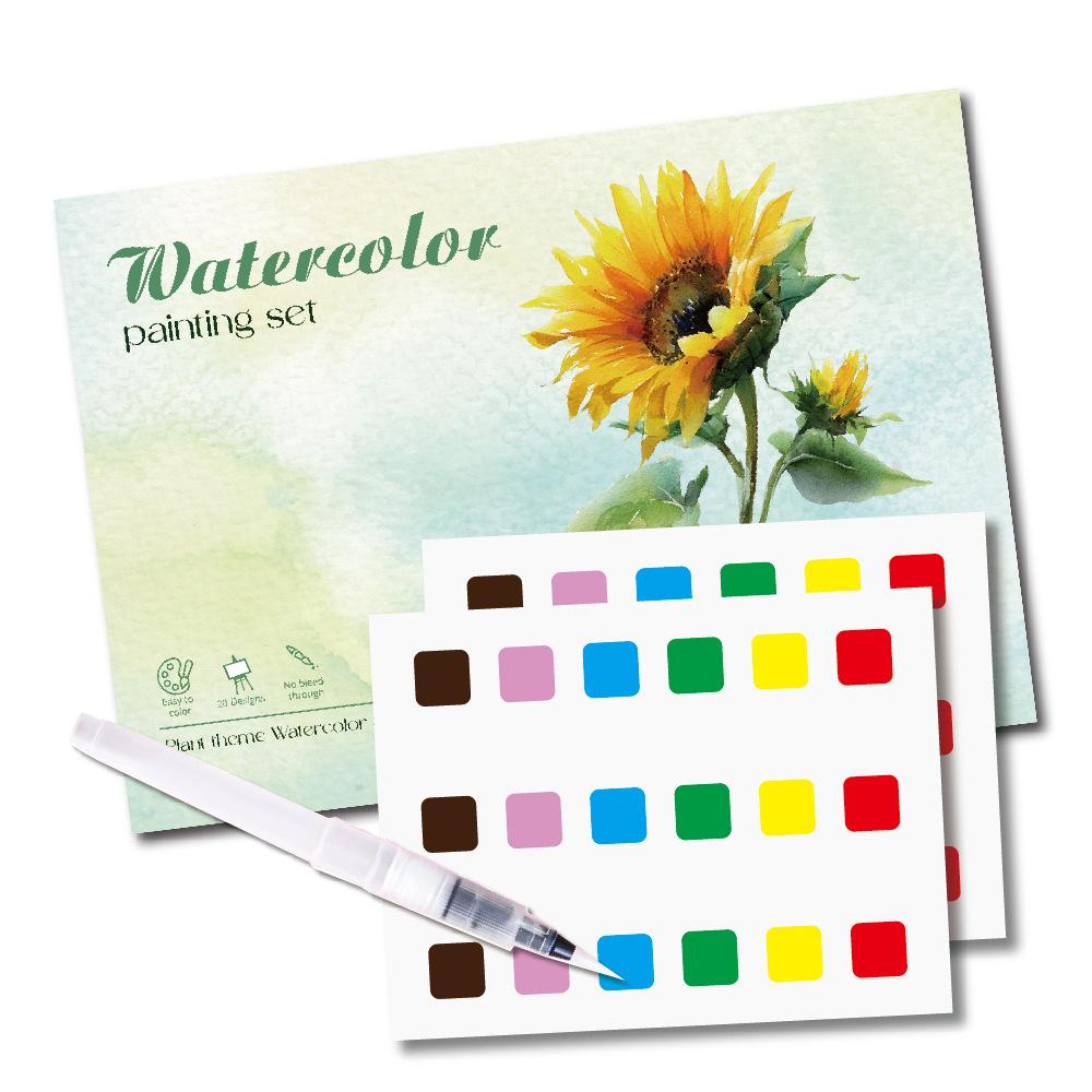 Bview Art Watercolor Coloring Book: Landscape-Themed Drawing Pad with Included Paints, DIY Watercolor Art Book