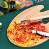 Durable Beech Wood Palette Wooden Paint Palette, Square Oval Shaped Artist Painting Tray with Large Thumb Hole for Acrylic Watercolor Oil Paint,