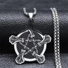 Witchcraft Pentagram Witch Broom Necklace for Women/Men Stainless Steel Wicca Star Necklaces Jewelry Corrente Masculina N3379S02