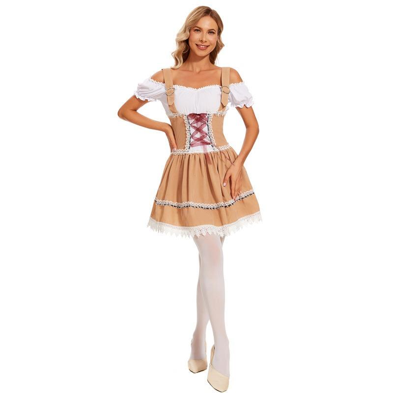 

Пивная одежда Баварский традиционный женский юбка Октоберфест комбинезон XL хаки