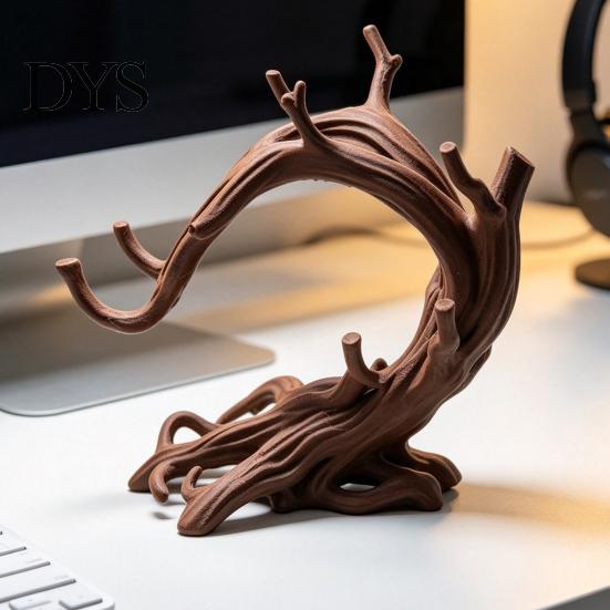 Gadgets para Escritorio de Oficina Modernos Soporte para Teléfono Rama de Árbol Impreso en 3D, Soporte Artístico de Madera Retorcida para Escritorio para Teléfono Móvil, Decoración Orgánica Rústica