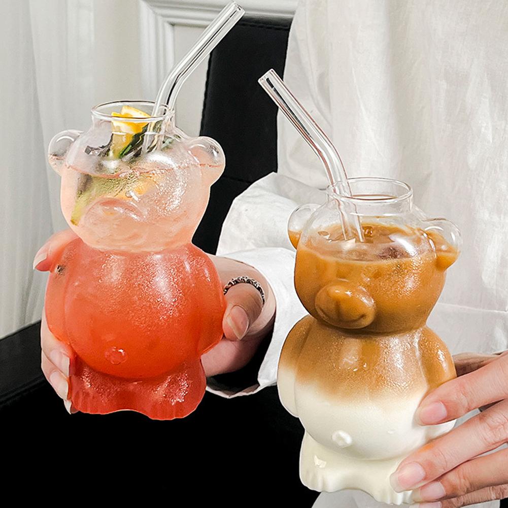 Cocktail Glass Novelty Juice Glass Drinkware Bear Shaped Glass Cup Beverage Glasses for Girlfriends Female Birthday Gift