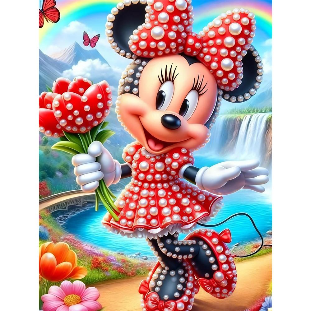 

Disney Pearl Painting Set Minnie s Tulips Under Rainbow Falls Exquisite and Sparkling Painting Craftsmanship Home Wall Decoration Handmade Gift 35x45cm