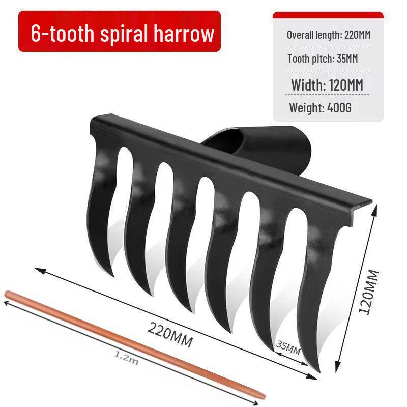 Manganese Steel Hand-Forged Spiral Rake: Multifunctional Garden Tool