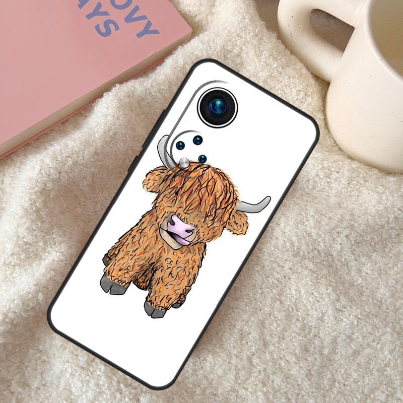 Cute Highland Cow Funda For Huawei P20 P30 P40 P60 Pro P Smart Nova 9 5T Honor Magic5 Lite X8 X9 a 50 70 Case