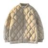 Winter Diamond Pattern Cotton Baseball Jacket: American Retro, Japanese Trend, Loose Fit, Thickened Cold Protection for Couples