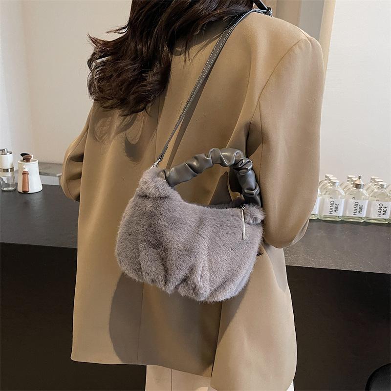 Furry Bag, Fluffy Handbag, Niche Fluffy Single-shoulder Crossbody Bag
