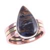 Natural Pietersite Gemstone Handmade 925 Sterling Silver Two Tone Ring S.9 r6Z81