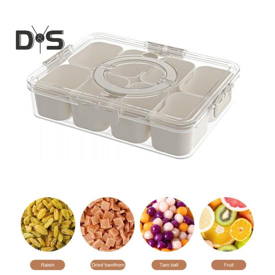 Snack Box with 8 Compartments Space-Saving Snack Plate for Sweets Nuts Fruit Storage Snack Tray Versatile Snack Organizer